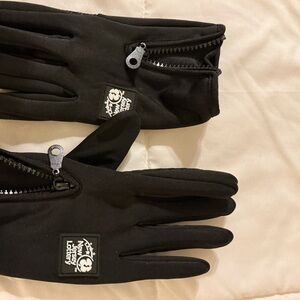 Black Winter Gloves with Zipper & logo new jersey lottery logo